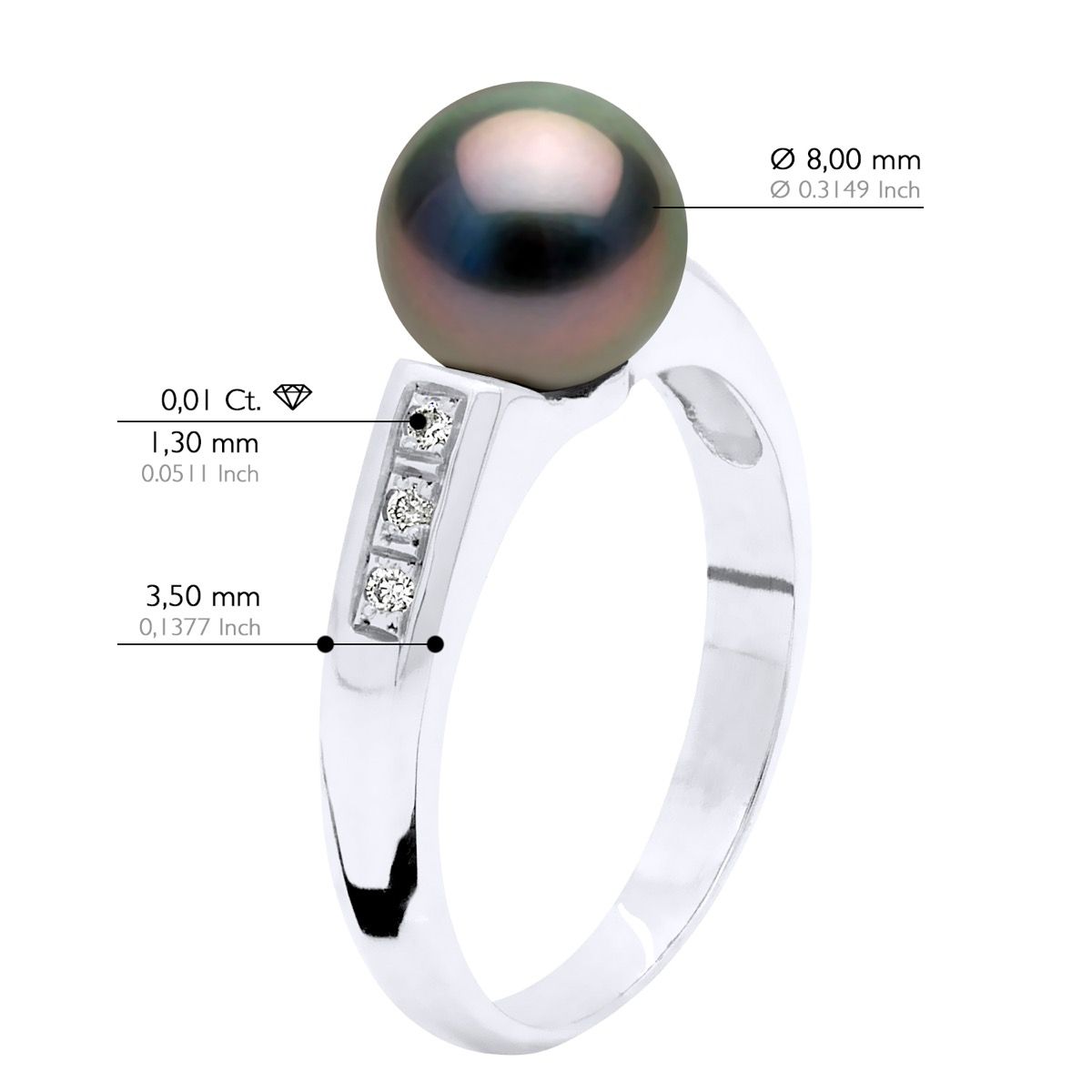Tahiti-Perlenring mit Diamant-Besatz