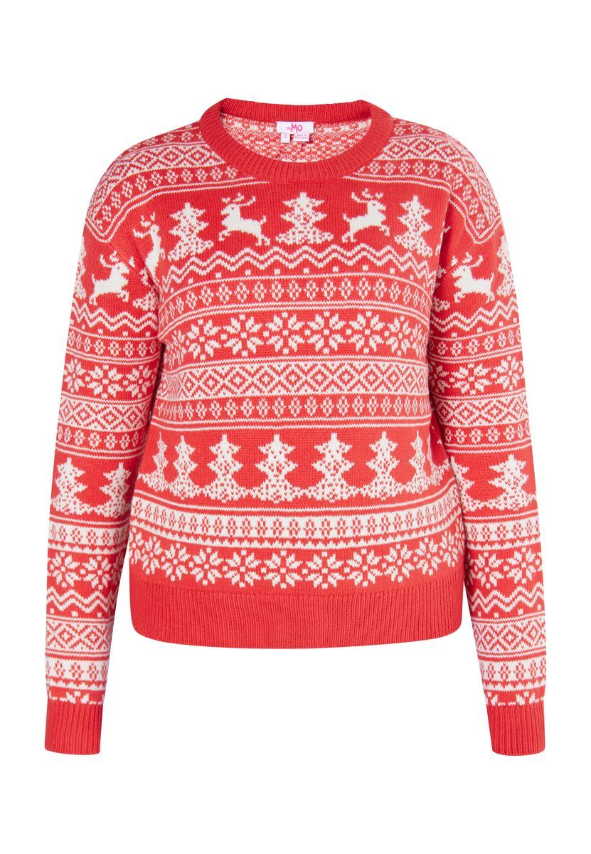 Festlicher Strickpullover mit Rentieren