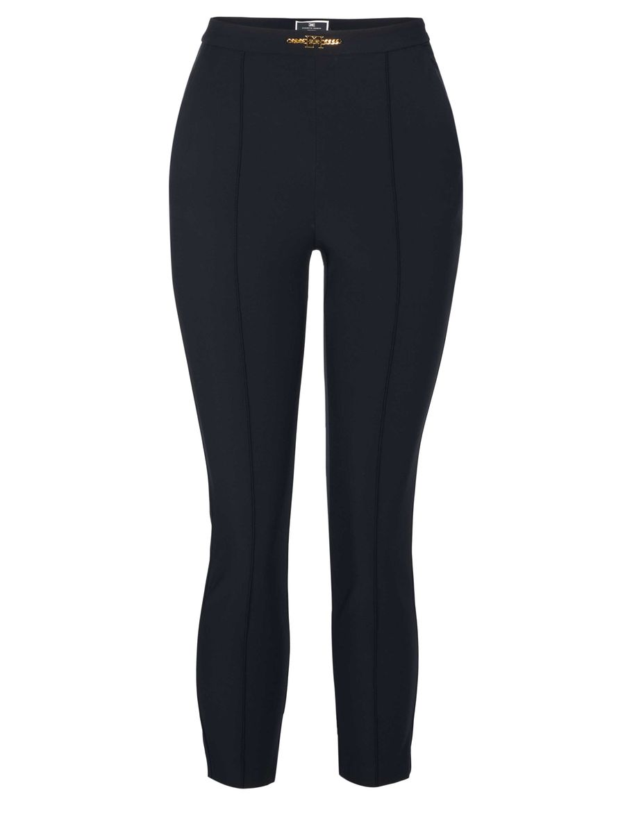 Skinny-Hose mit hohem Bund und Kette