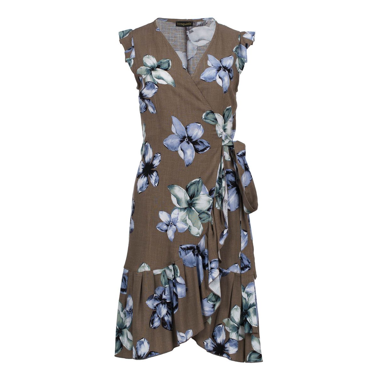 Florales Wickelkleid mit Volantsaum