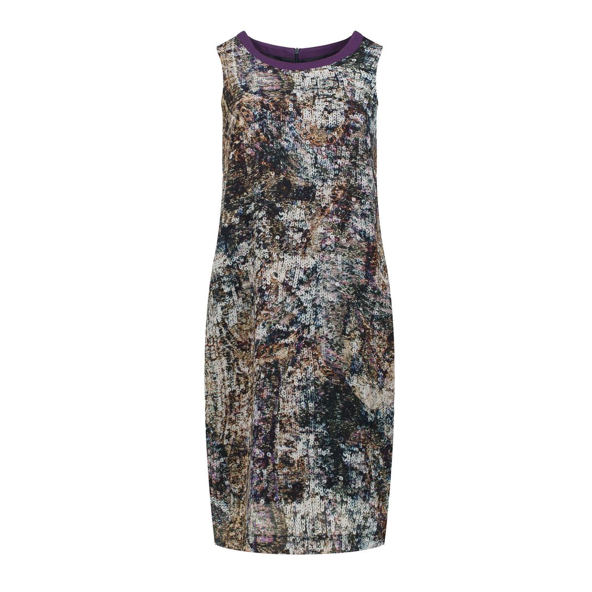 Satin-Etui-Kleid mit abstraktem Print