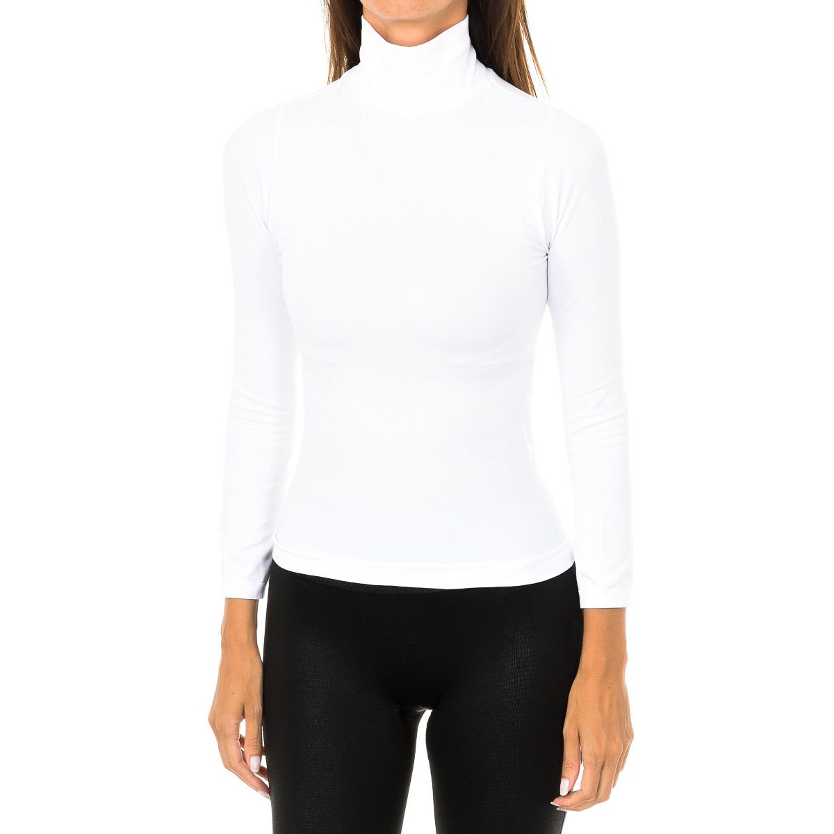 Nahtloses Langarmshirt mit hohem Kragen