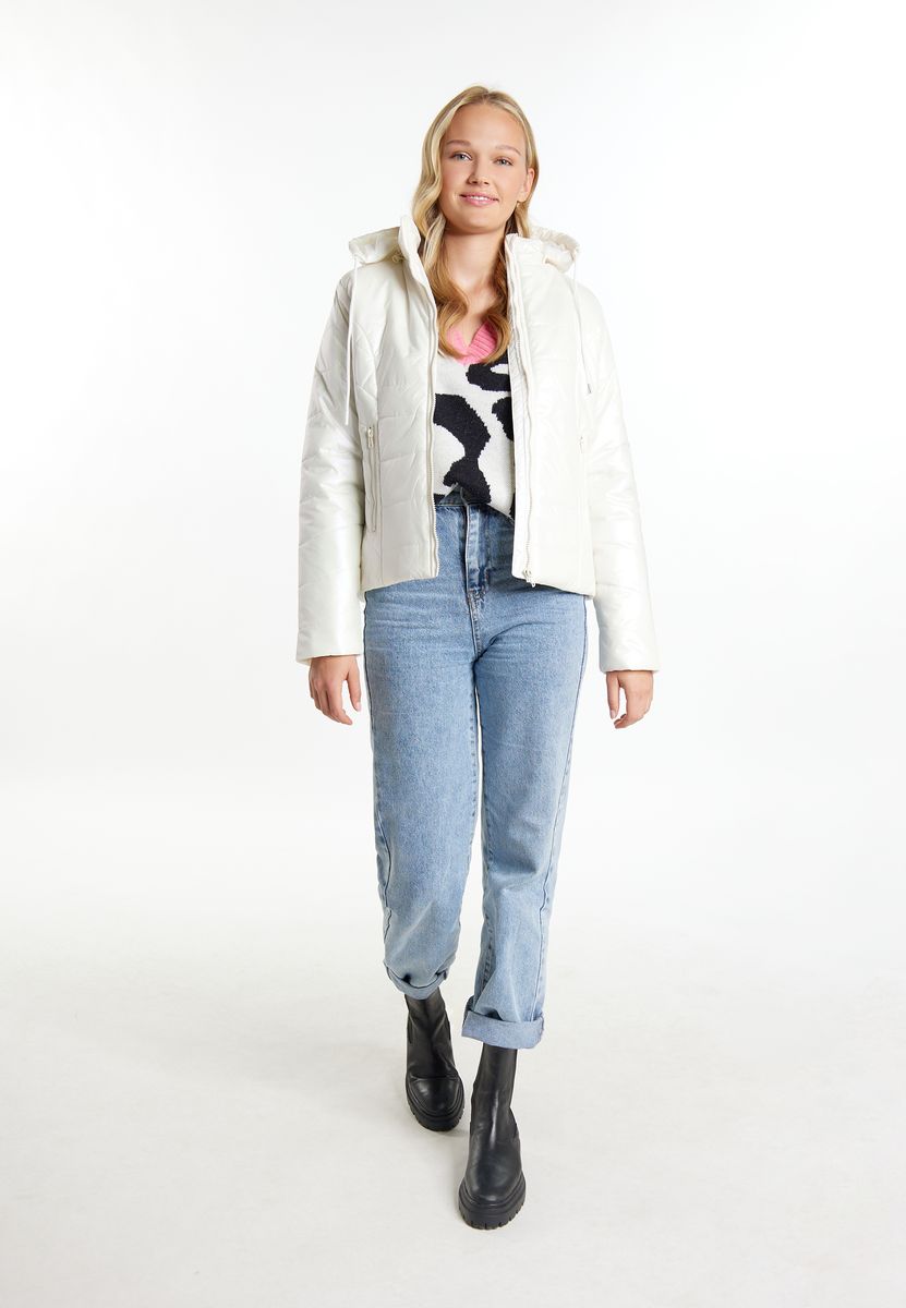 Schimmernde Steppjacke mit Kapuze