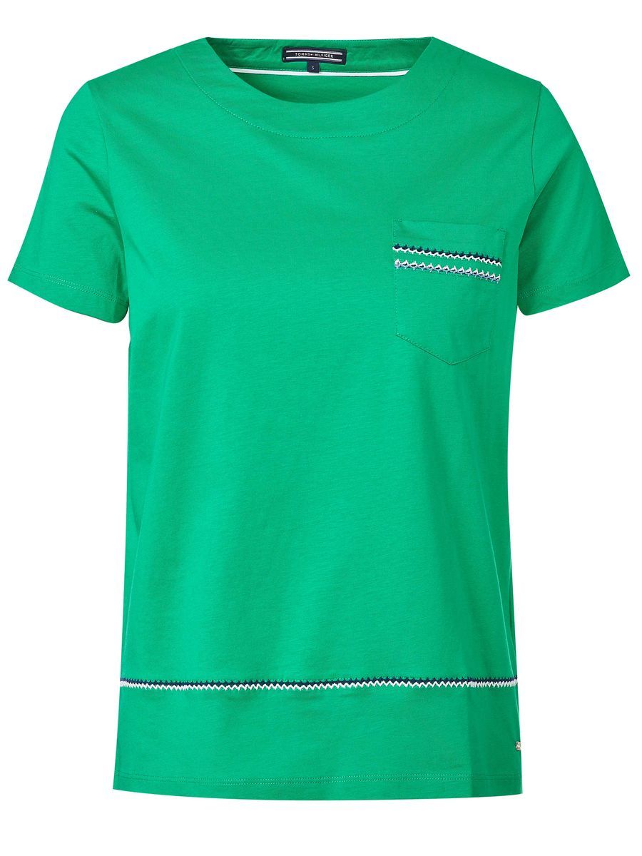 Baumwoll-T-Shirt mit bestickter Tasche