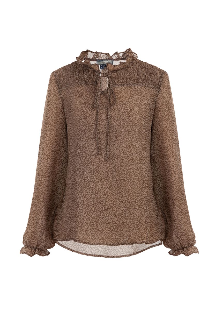 Gerüschte Chiffonbluse mit Blumenmuster