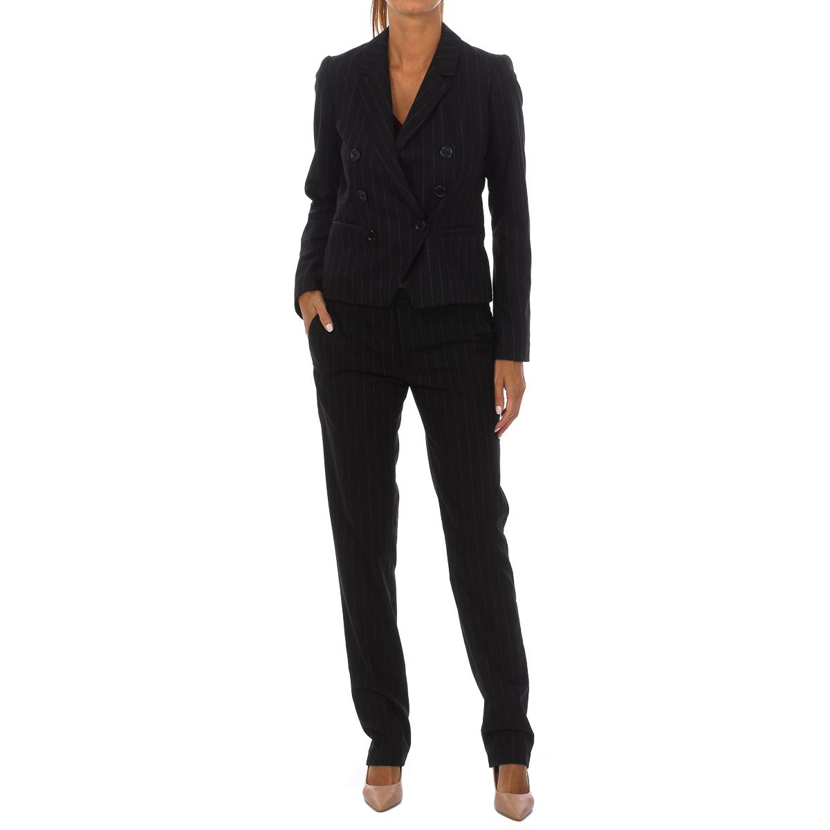 Taillierter doppelreihiger Nadelstreifen-Blazer