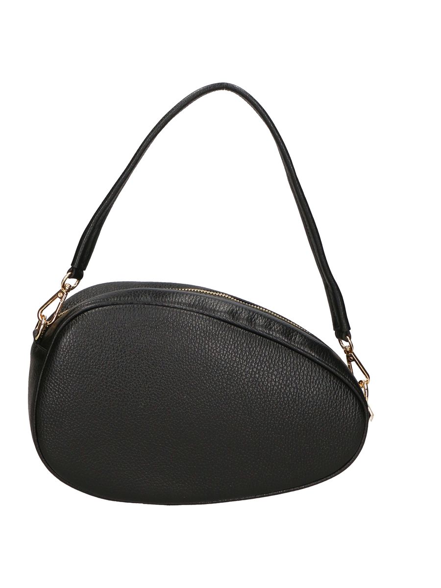 Eiförmige Schultertasche aus genarbtem Leder