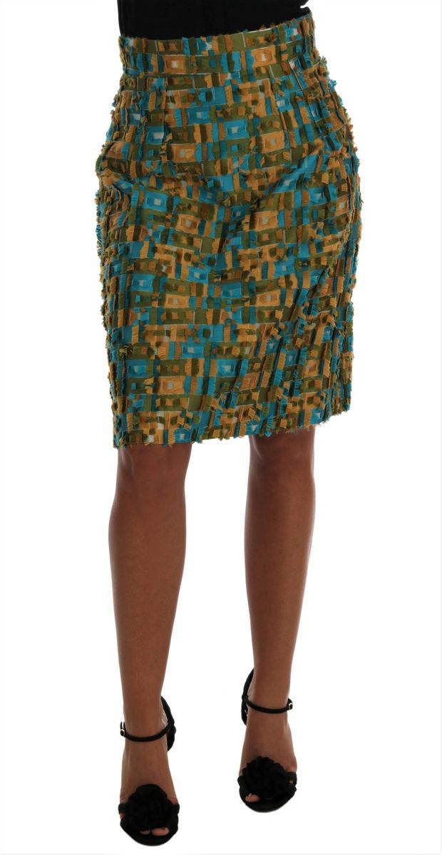 Strukturierter High-Waisted Jacquard-Bleistiftrock