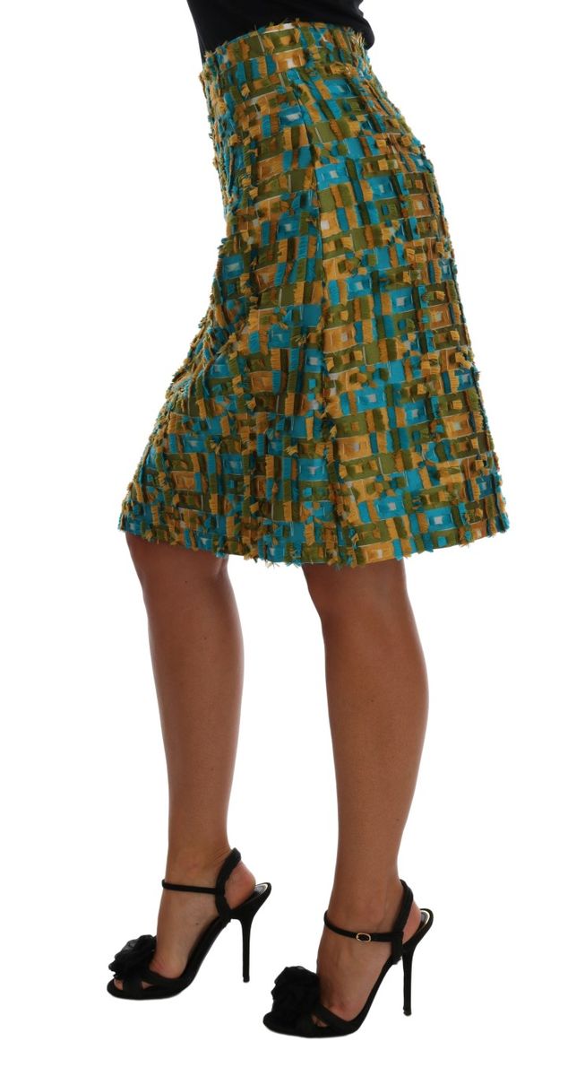 Strukturierter High-Waisted Jacquard-Bleistiftrock