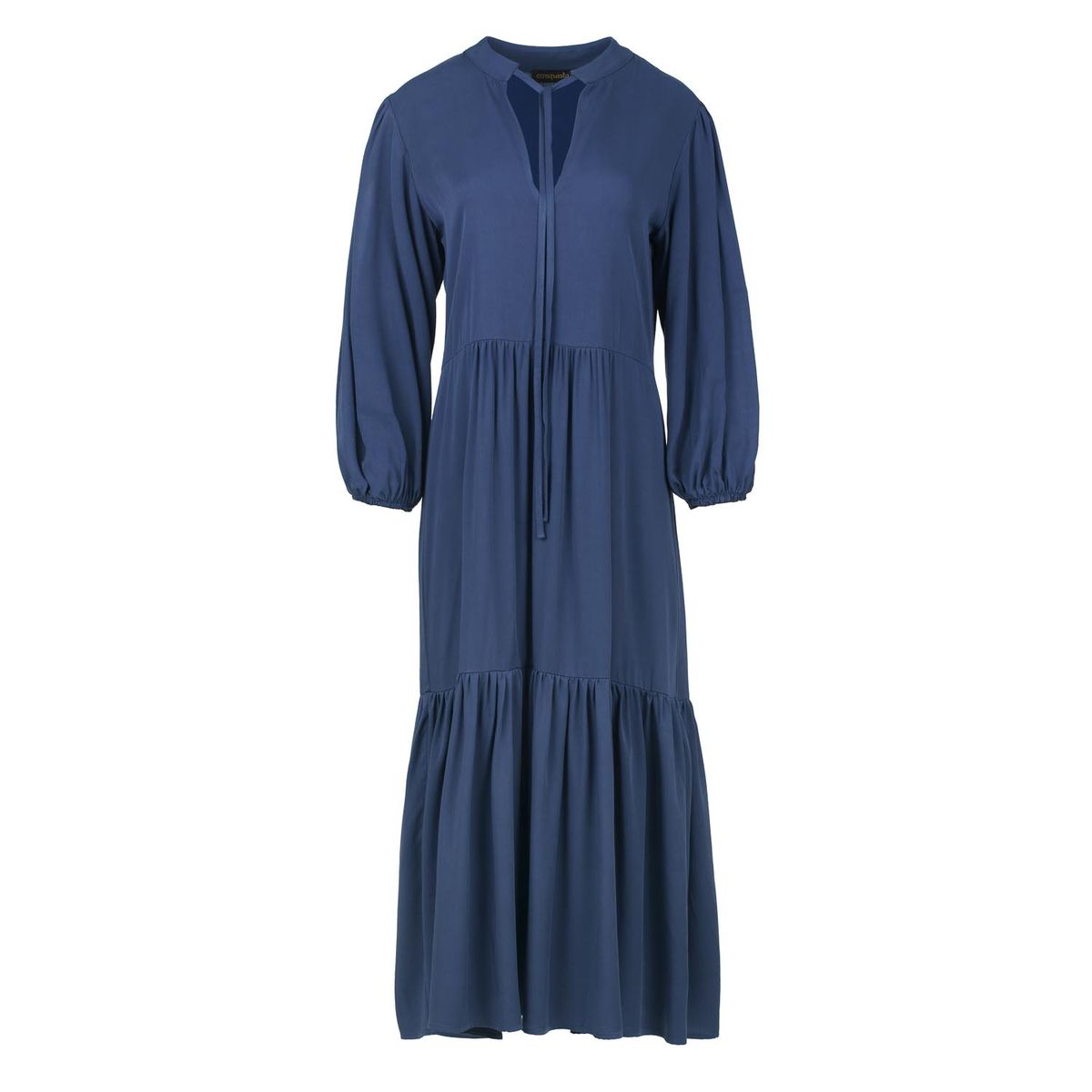 Gestuftes Tencel-Midi mit Bindebändern