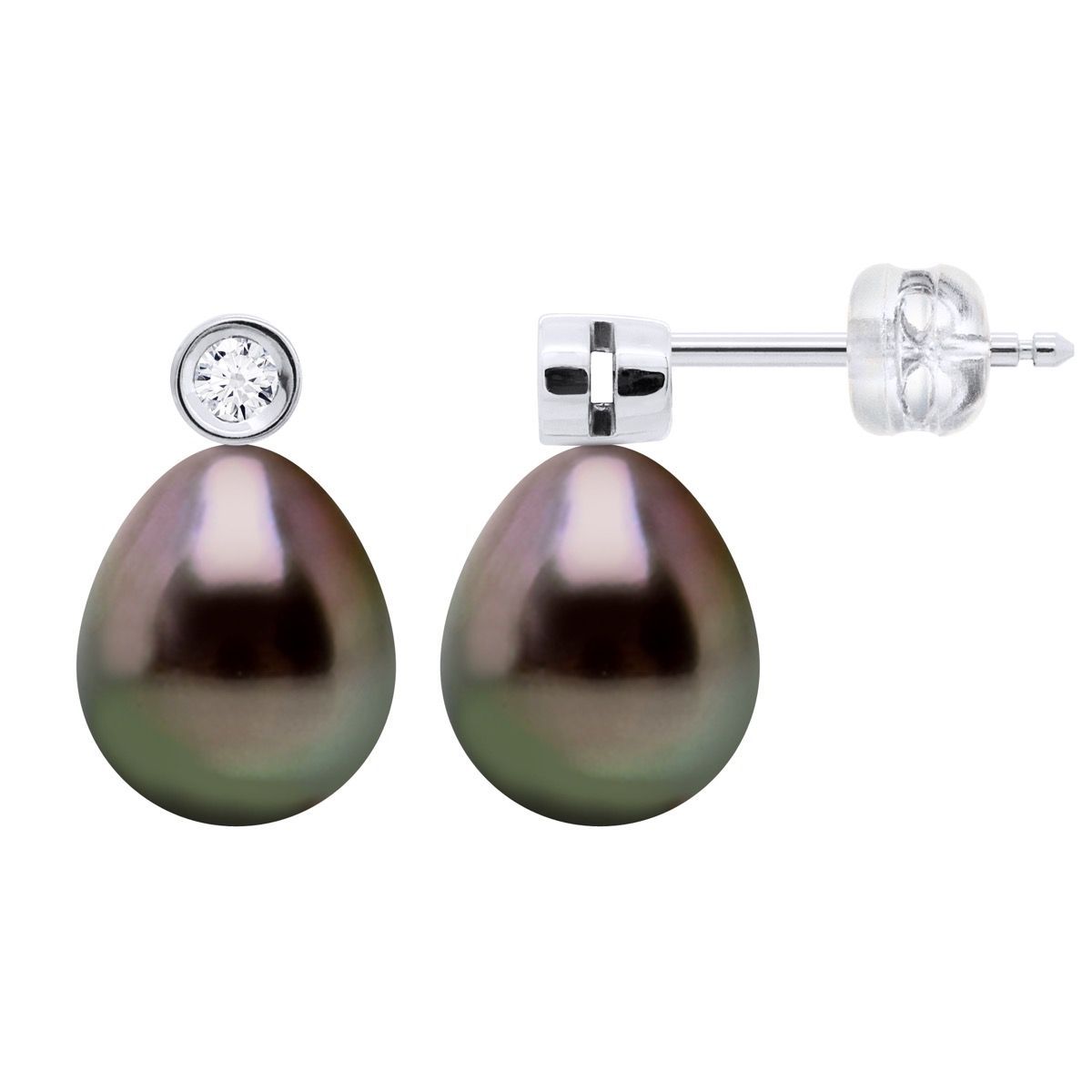 Tahiti-Perlen-Ohrstecker mit Diamanten