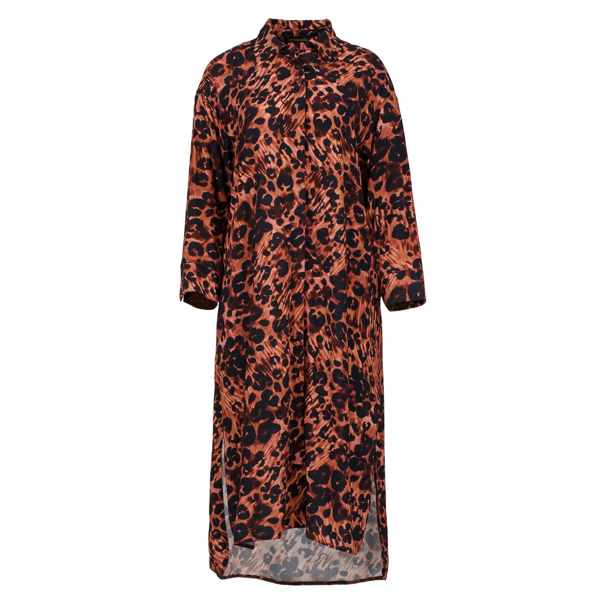 Leopard-Print Midi-Hemdkleid