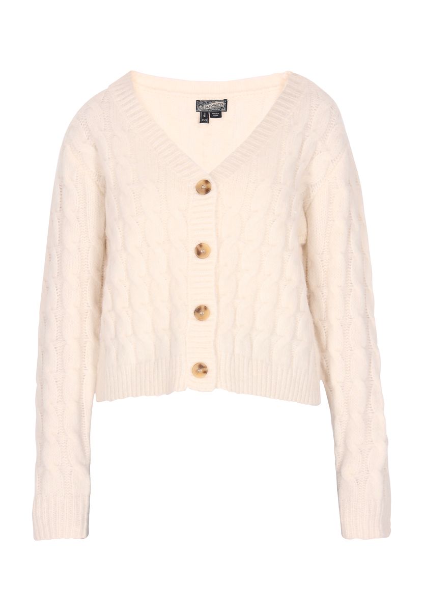 Strickjacke mit Zopfmuster und V-Ausschnitt