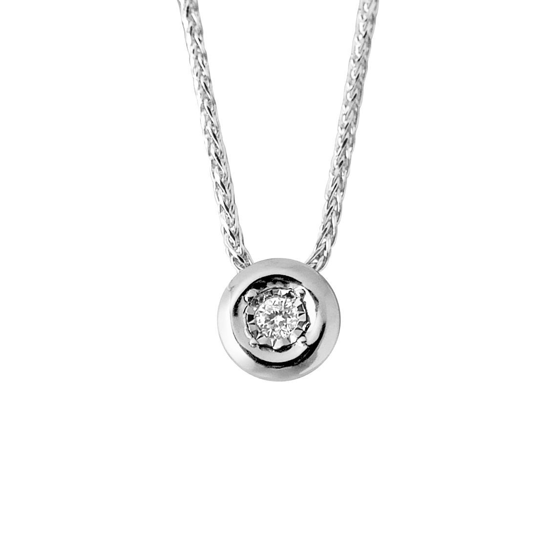 Diamant-Solitär-Anhänger an Weißgoldkette