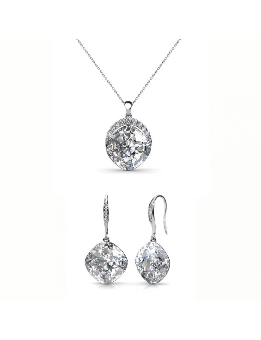Schmuckset mit Kristallanhängern im Kissenschliff