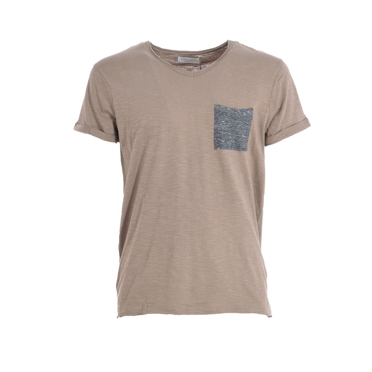 Slub-Baumwoll-T-Shirt mit Tasche