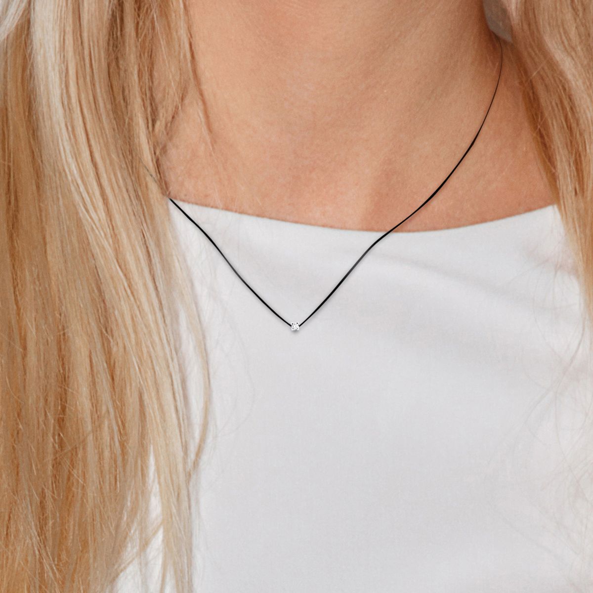 Minimalistische Diamant-Solitär-Kordelkette