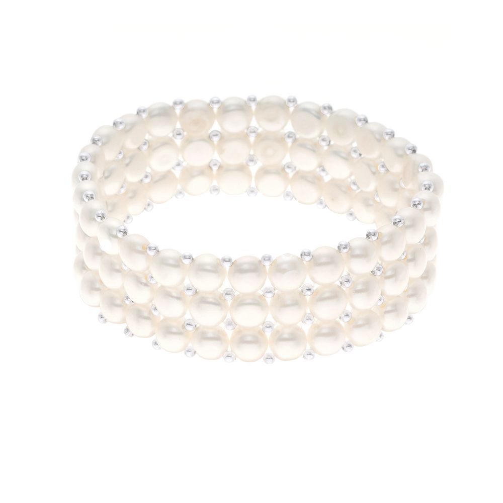 Dreireihiges Süßwasserperlen Armband