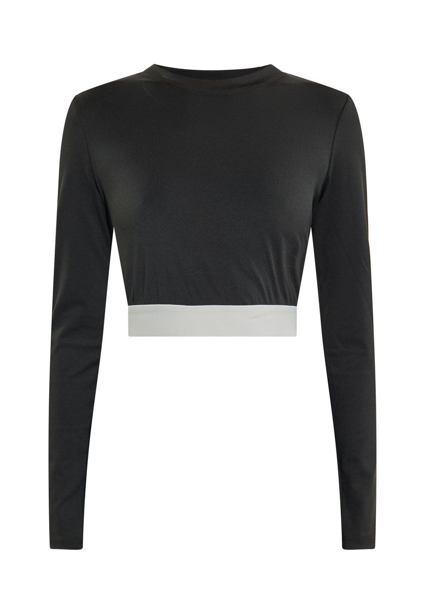 Sportliches Geripptes Langarm-Crop-Top