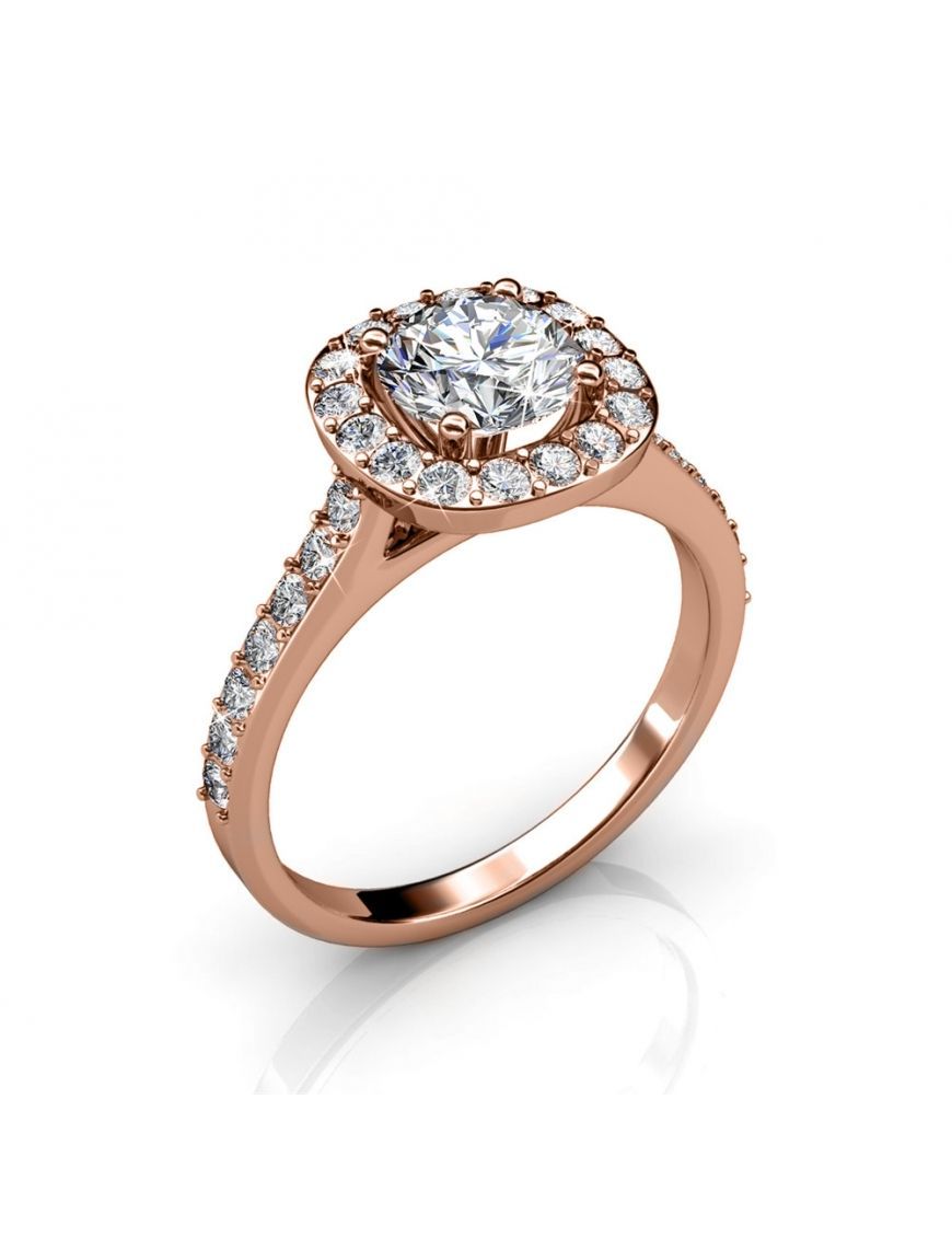 Glamouröser Halo-Ring in Roségold