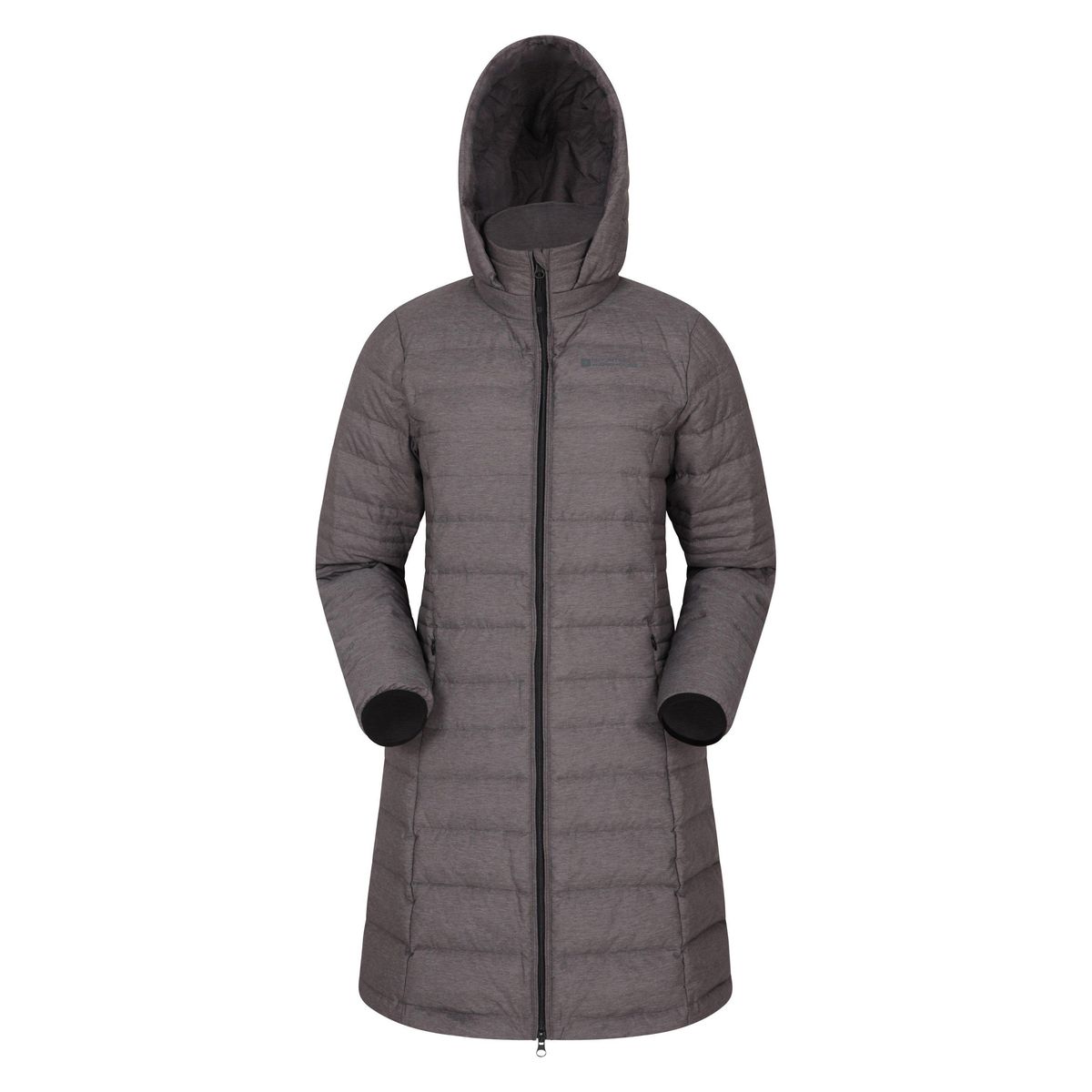 Lange gesteppte Daunen-Pufferjacke