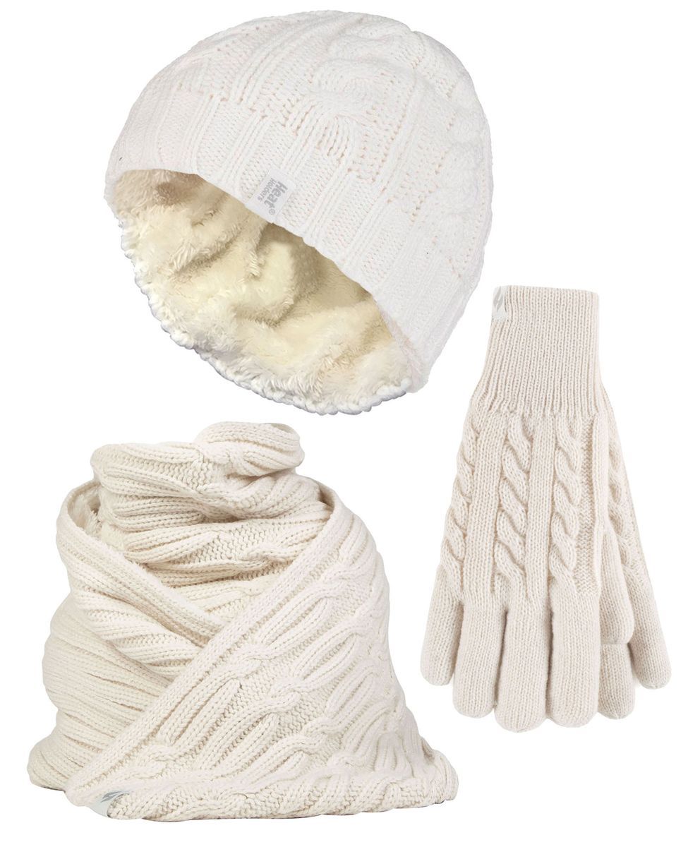 Kabelstrick-Set Mütze Schal und Handschuhe