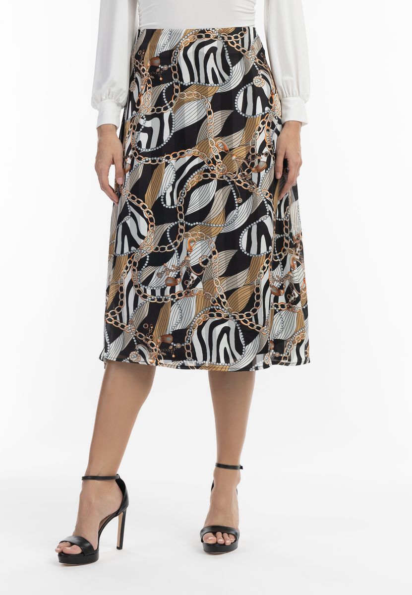 Eleganter Midi mit Ketten-Zebra-Print