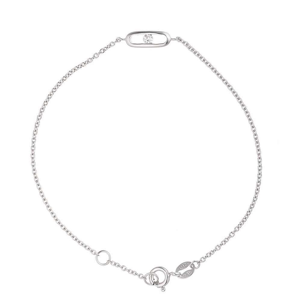 Minimalistisches Silberarmband mit Solitär-Zirkonia