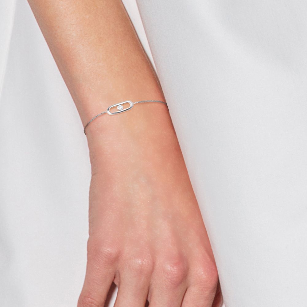 Minimalistisches Silberarmband mit Solitär-Zirkonia