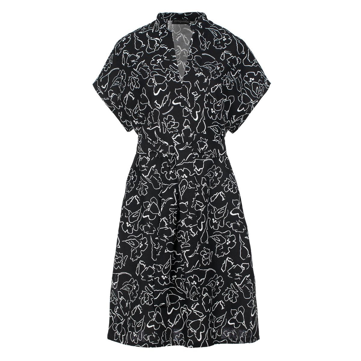 Mandarin-Kragen Kleid mit abstraktem Print