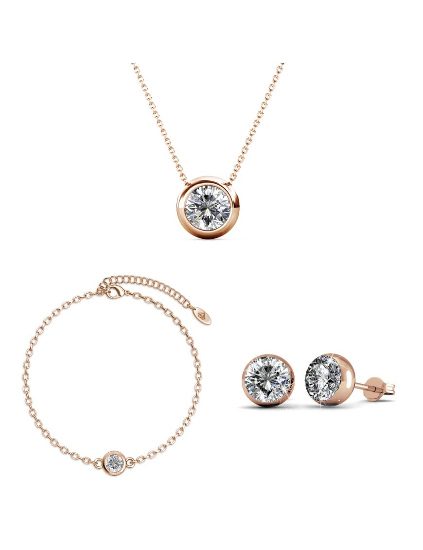 Elegantes Kristall-Solitär-Schmuckset