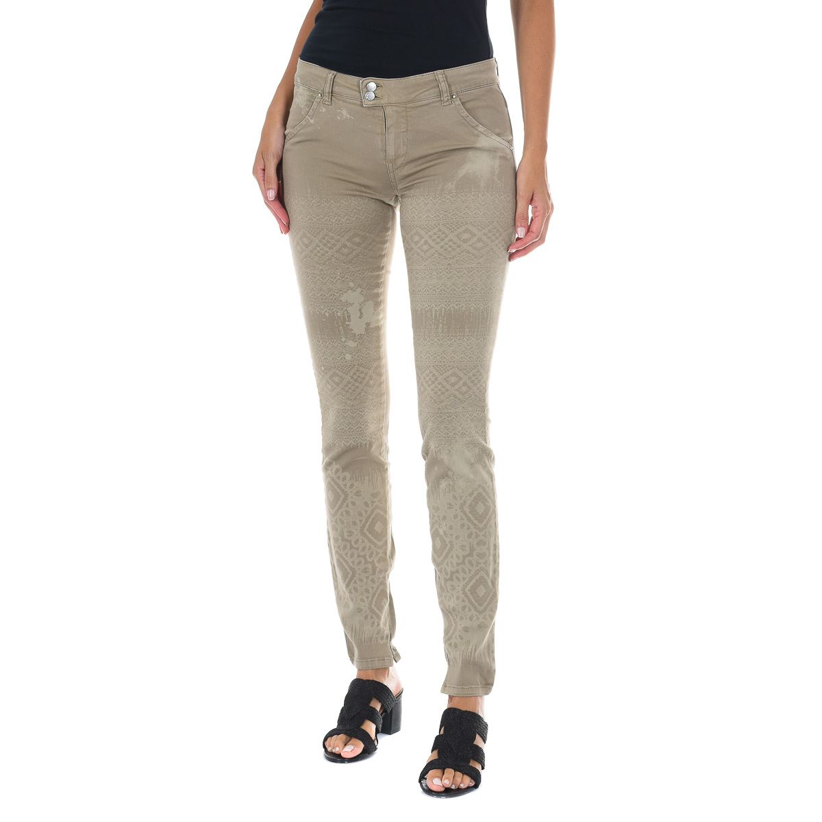 Gemusterte Slim Fit Baumwoll-Chinos