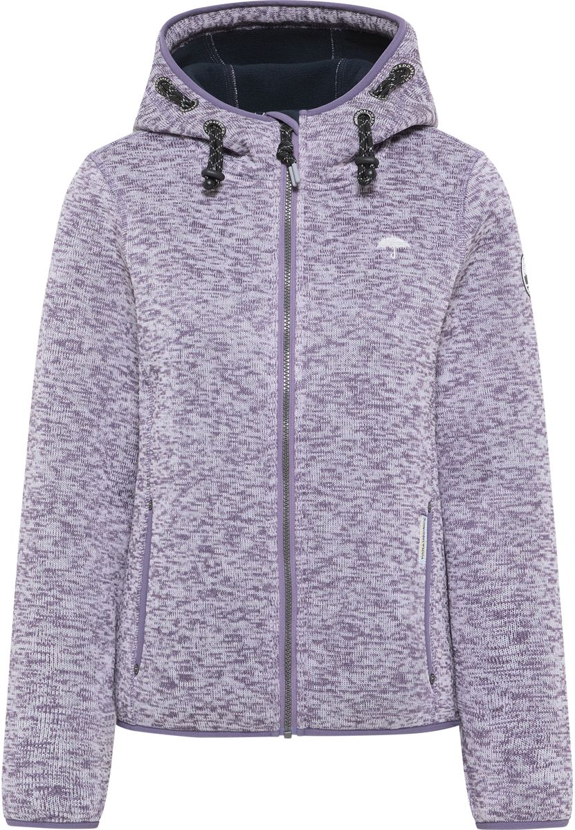 Melierte Strickfleecejacke mit Kapuze
