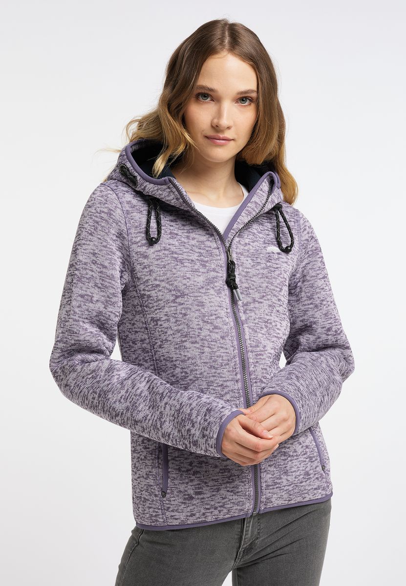 Melierte Strickfleecejacke mit Kapuze