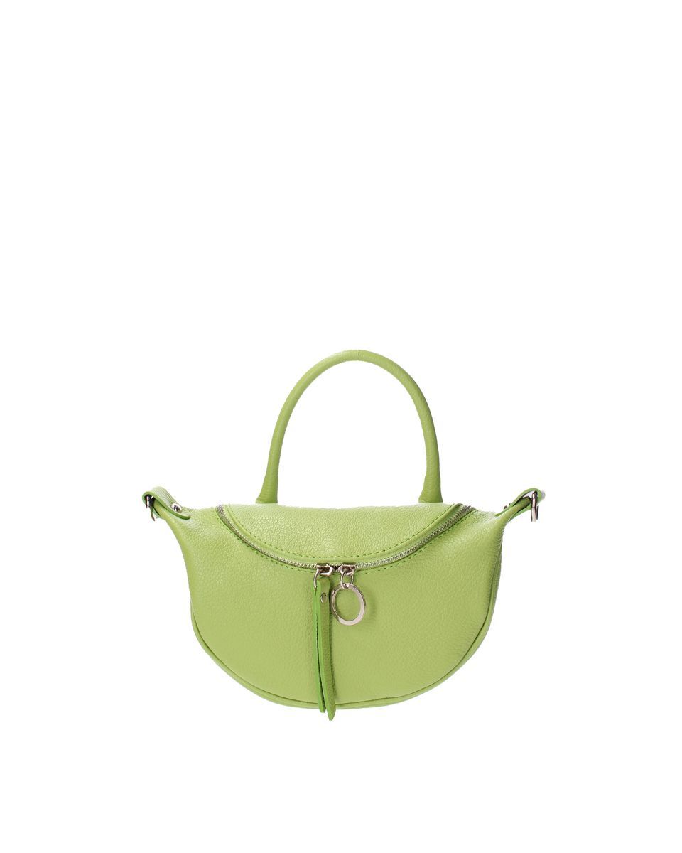 Strukturierte Lederhandtasche in Halbmondform