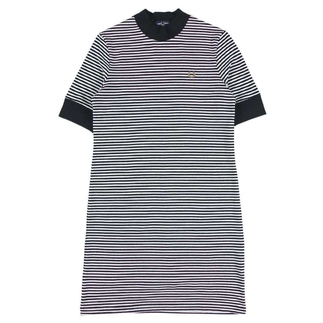 Gestreiftes Piqué-Kleid mit Stehkragen