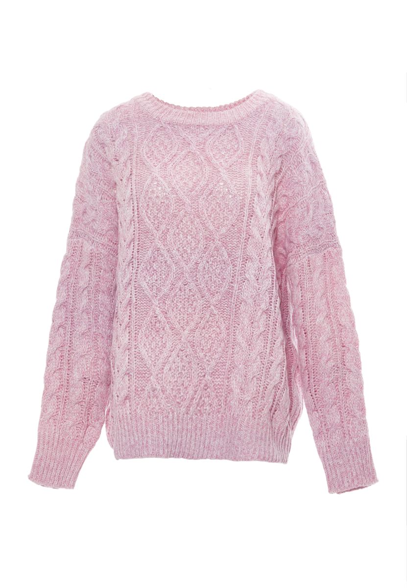 Oversize-Grobstrickpullover mit Zopfmuster