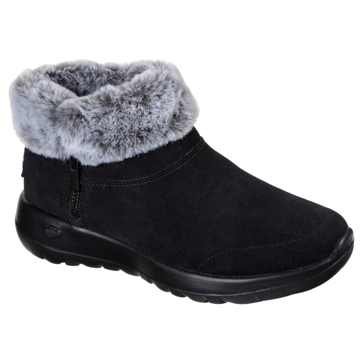 Wildlederstiefeletten mit Kunstfellbesatz