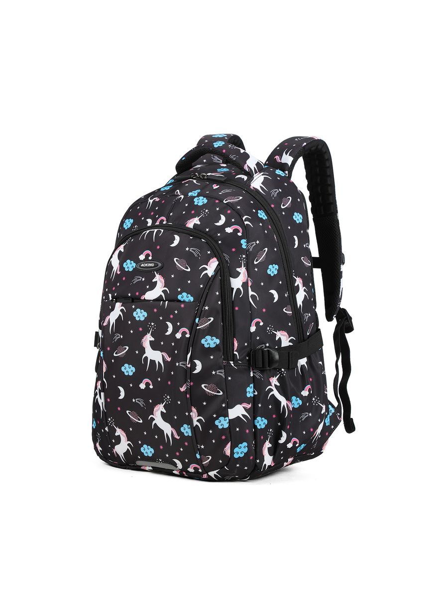 Schulrucksack mit Weltraum-Einhorn-Muster