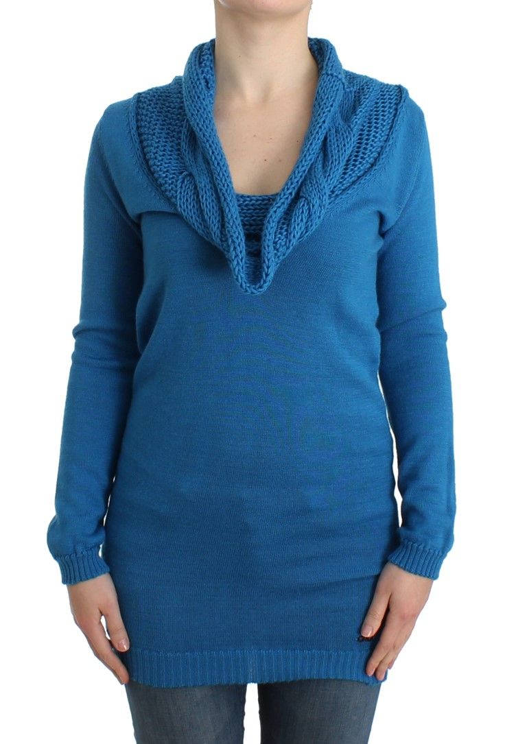 Tunika-Pullover mit drapiertem Wasserfallausschnitt