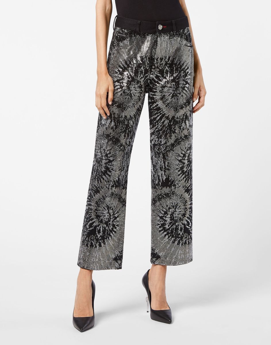 Strassbesetzte Tie-Dye Jeans