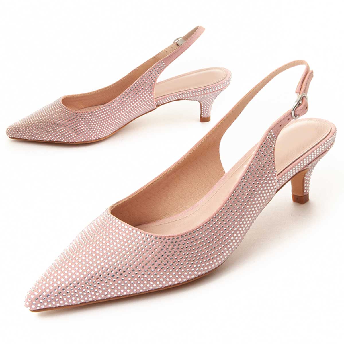Verzierte Slingback-Pumps mit spitzer Kappe