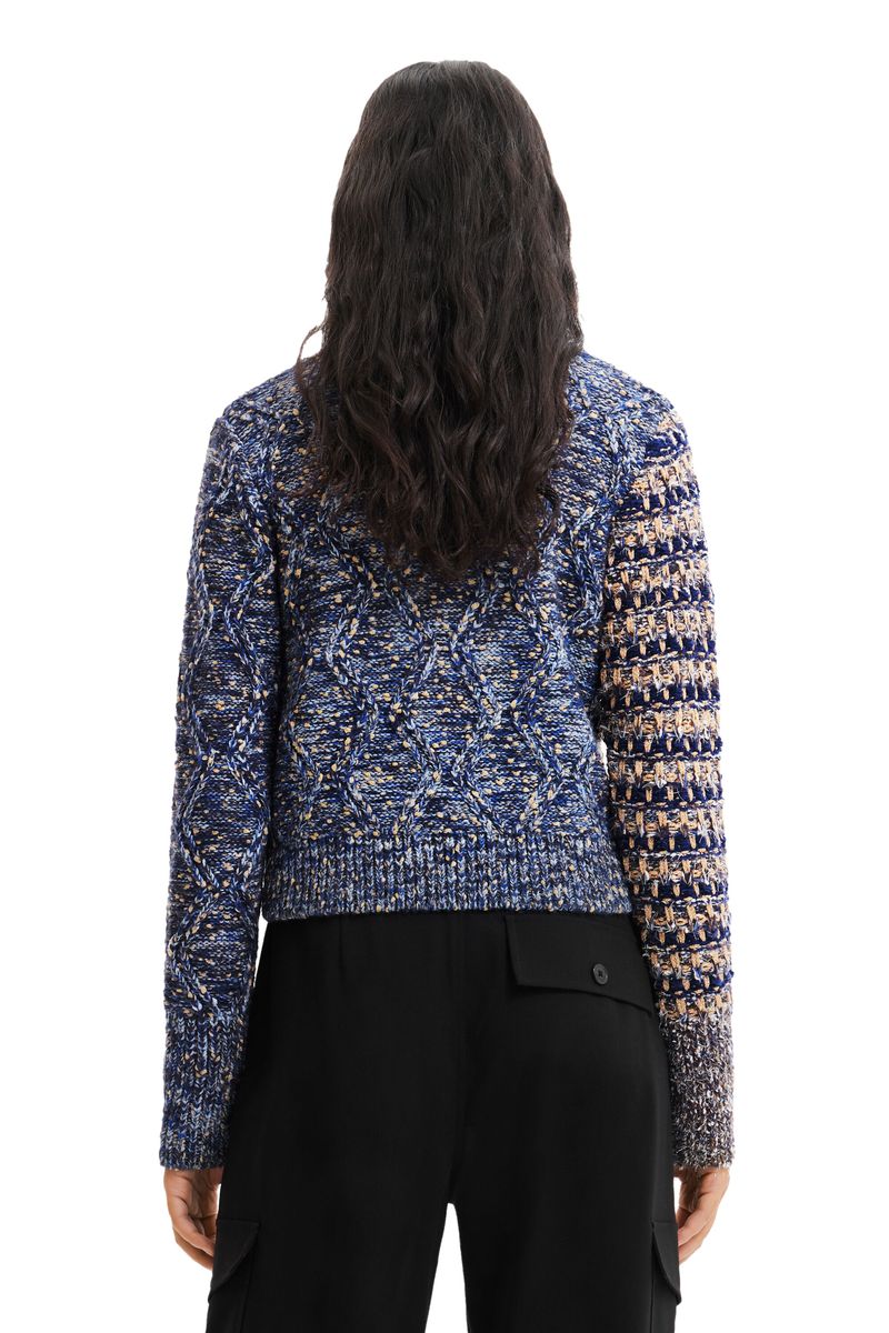 Asymmetrischer Patchwork-Struktur-Pullover