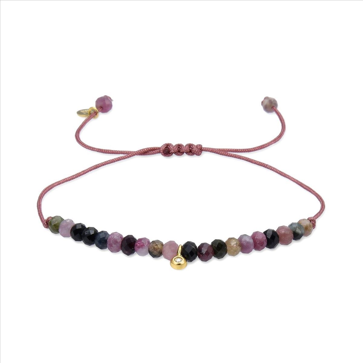Kordelarmband mit Kristallperlen und Anhänger