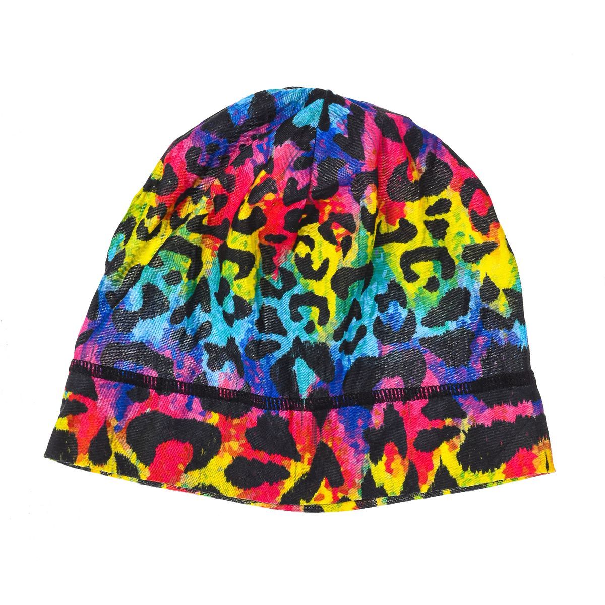 Leichte Beanie mit Regenbogen-Leopardenmuster