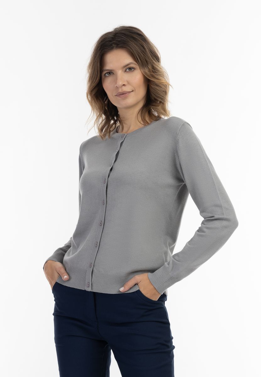 Klassischer Feinstrick-Cardigan mit Rundhals