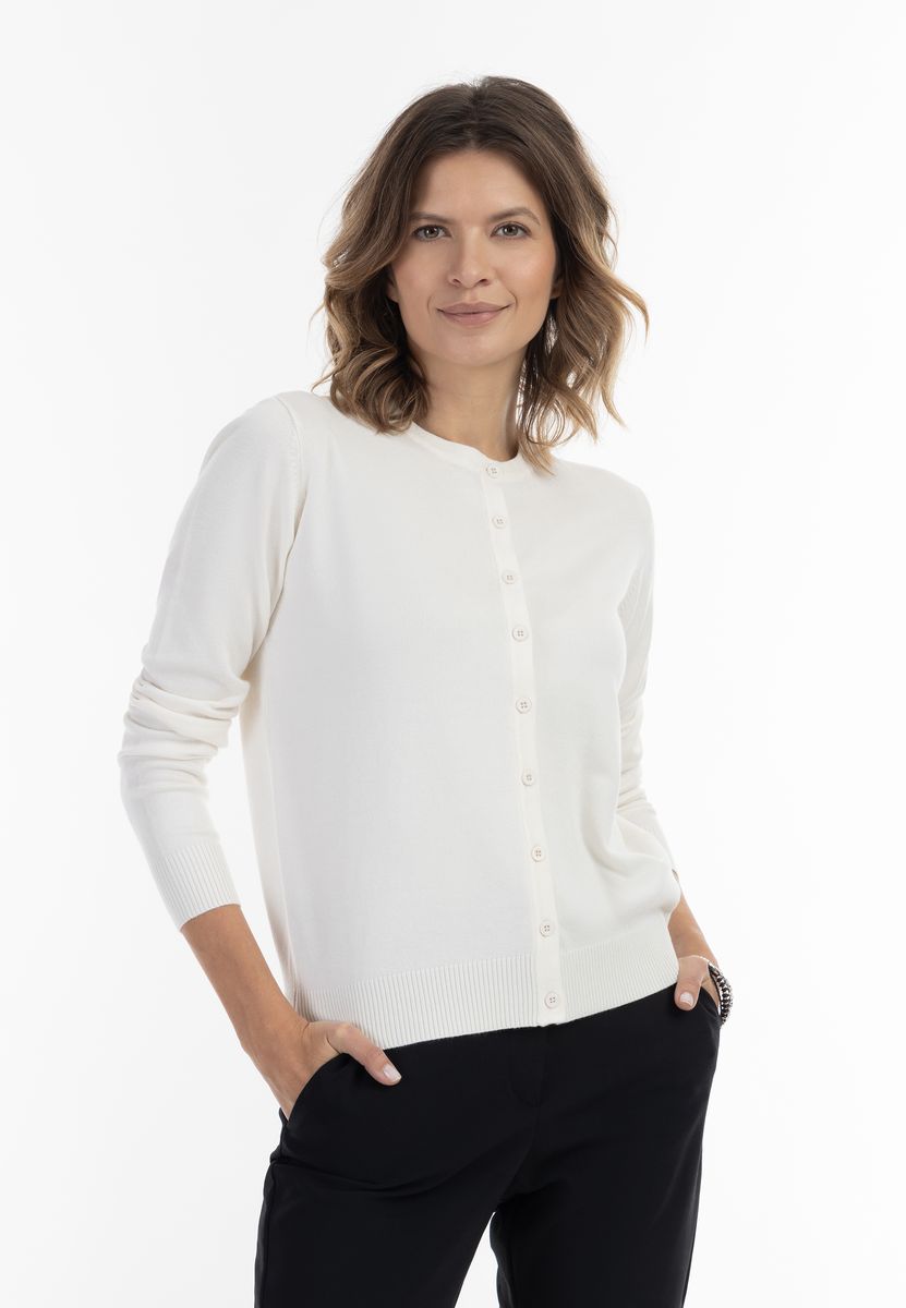 Klassischer Feinstrick-Cardigan mit Rundhals