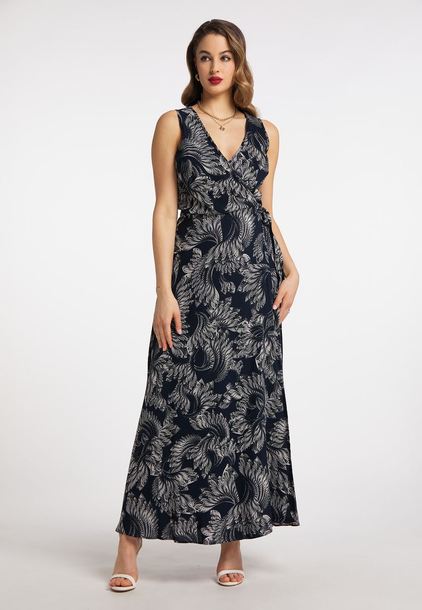 Elegantes Bedrucktes Wickel-Maxikleid