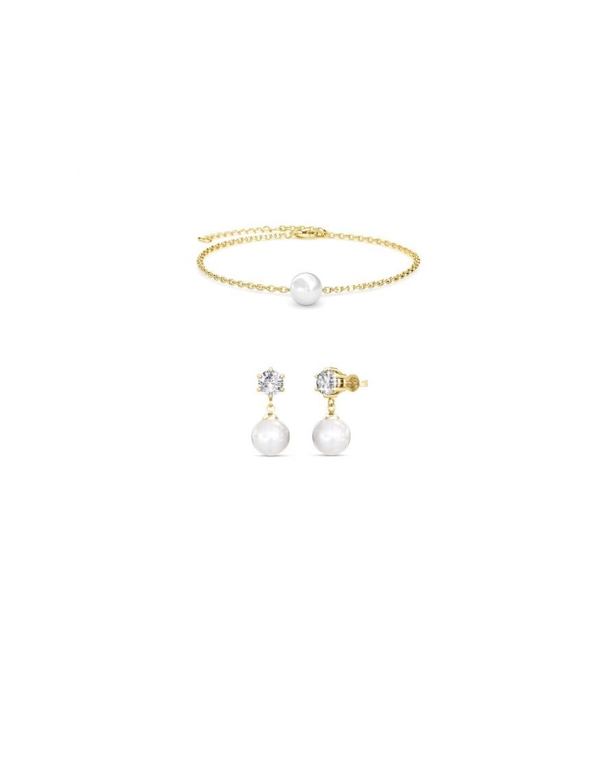 Elegantes Kristall- und Perlen-Schmuckset