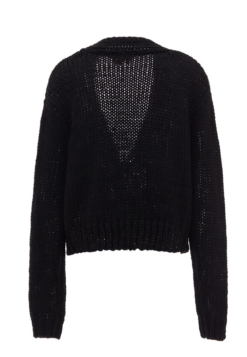 Kurz-Cardigan mit floralem Lochstrick